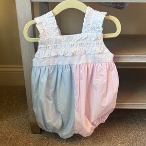 The Beaufort Bonnet Company Blue and Pink Lace One Piece